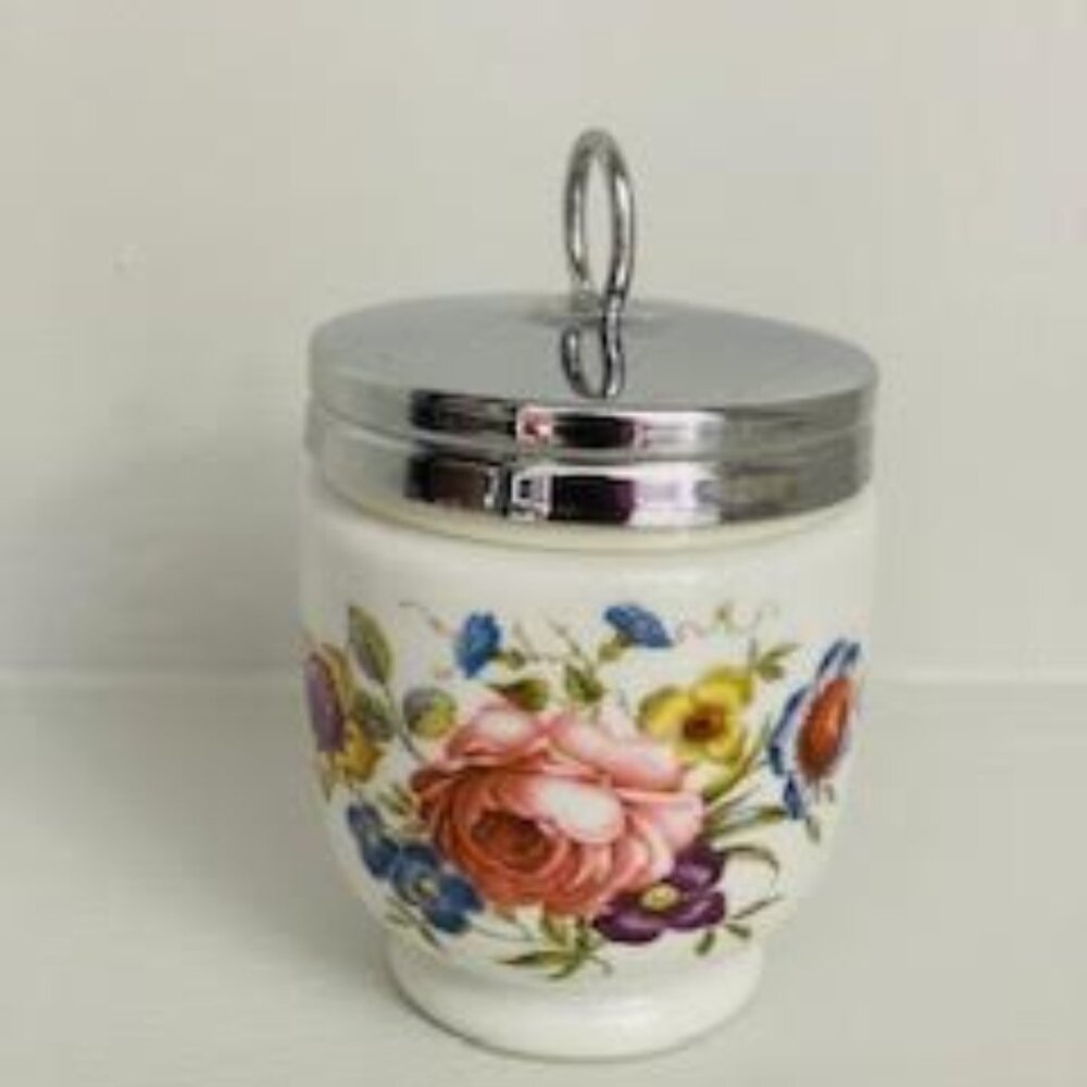 Vintage Porcelain Egg Coddler of Royal Worcester , Worcester Floral  England